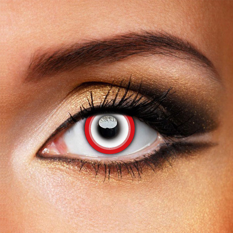 Halloween Zombie Saw White Red Contacts