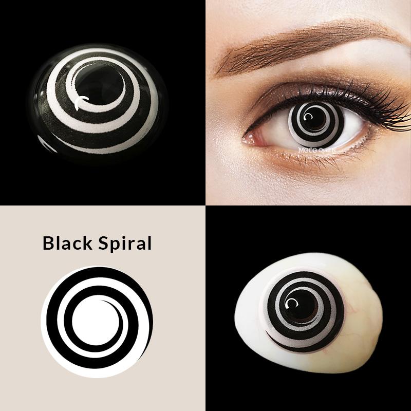 Cyberpunk Black Spiral Swirl Costume Contacts（NEW）